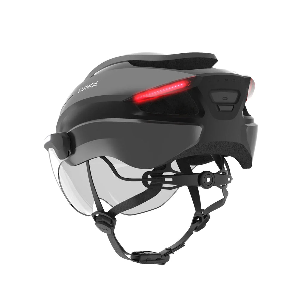 Lumos Ultra E-Bike helmet in Gunmetal Grey, Standard, rear angled view