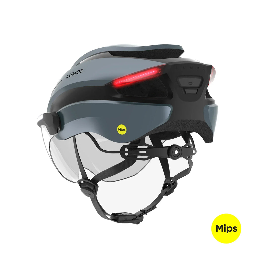 Lumos Ultra E-Bike helmet in Space Blue, Mips, rear angled view
